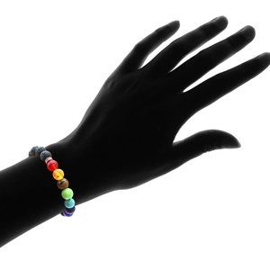 7 Chakra Healing Bracelet Volcanic Lava Bead Meditation
